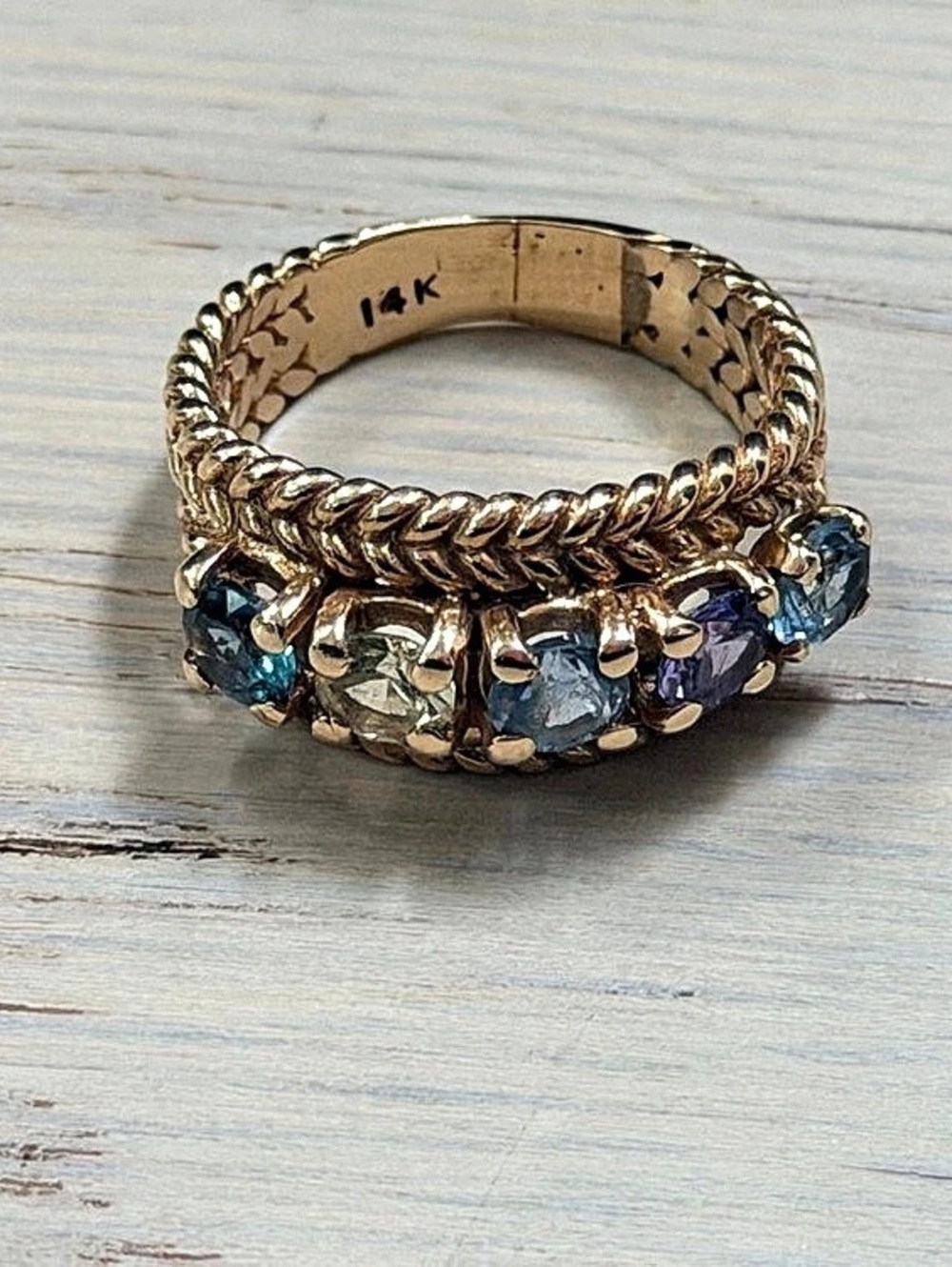 14K Gold & Gemstone Ring Size 6